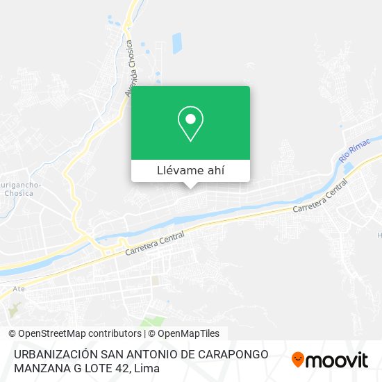 Mapa de URBANIZACIÓN SAN ANTONIO DE CARAPONGO MANZANA G LOTE 42