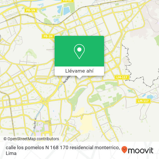 Mapa de calle los pomelos N 168 170 residencial monterrico