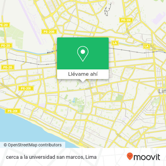 Mapa de cerca a la universidad san marcos