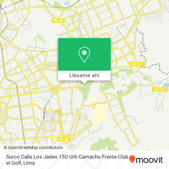 Mapa de Surco   Calle Los Jades 150  Urb  Camacho  Frente Club el Golf