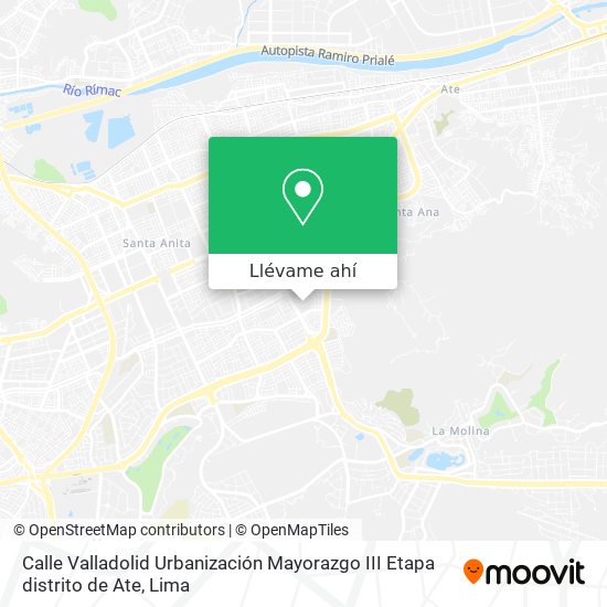 Mapa de Calle Valladolid  Urbanización Mayorazgo  III Etapa  distrito de Ate