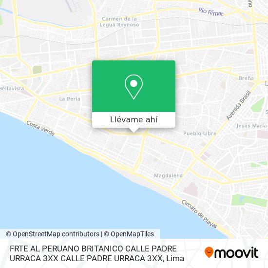 Mapa de FRTE  AL PERUANO BRITANICO  CALLE PADRE URRACA 3XX CALLE PADRE URRACA 3XX