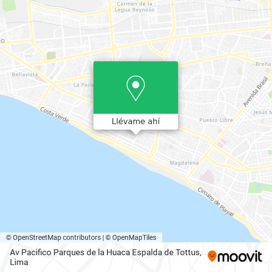 Mapa de Av  Pacifico Parques de la Huaca   Espalda de Tottus