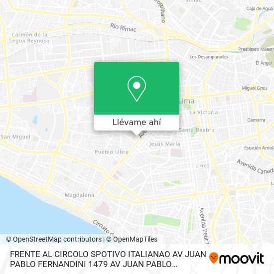 Mapa de FRENTE AL CIRCOLO SPOTIVO ITALIANAO   AV JUAN  PABLO FERNANDINI 1479  AV JUAN  PABLO FERNANDINI 147