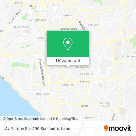 Mapa de Av  Parque Sur   490 San Isidro