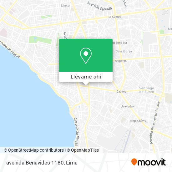 Mapa de avenida Benavides 1180