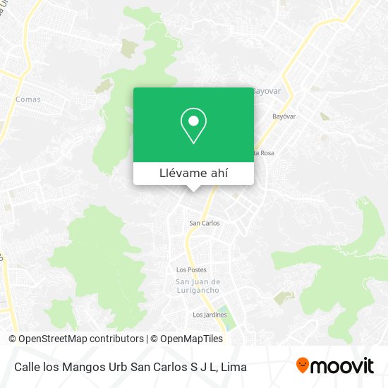Mapa de Calle los  Mangos  Urb  San Carlos   S  J  L