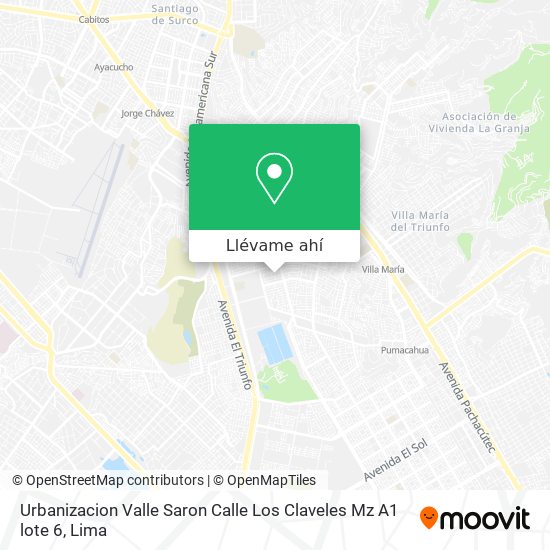 Mapa de Urbanizacion Valle Saron Calle Los Claveles Mz A1 lote 6