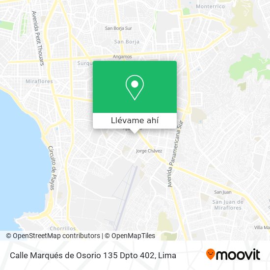 Mapa de Calle Marqués de Osorio 135 Dpto  402