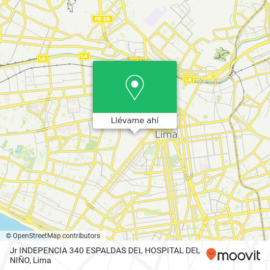 Mapa de Jr INDEPENCIA 340  ESPALDAS DEL HOSPITAL DEL NIÑO