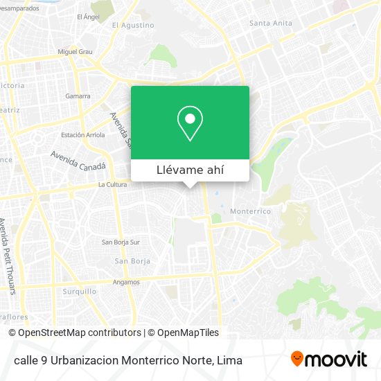 Mapa de calle 9 Urbanizacion Monterrico Norte