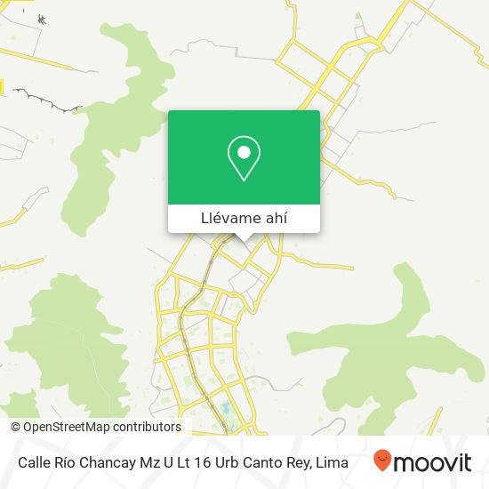 Mapa de Calle Río Chancay Mz  U  Lt  16  Urb  Canto Rey