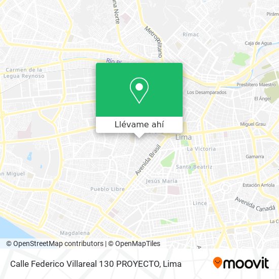 Mapa de Calle Federico Villareal 130  PROYECTO
