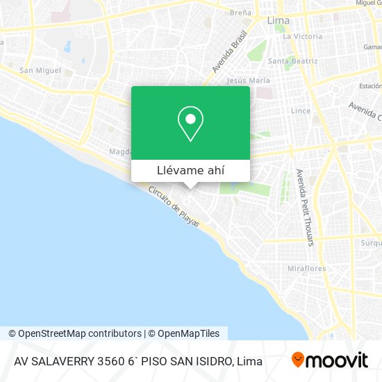 Mapa de AV  SALAVERRY 3560   6` PISO  SAN ISIDRO