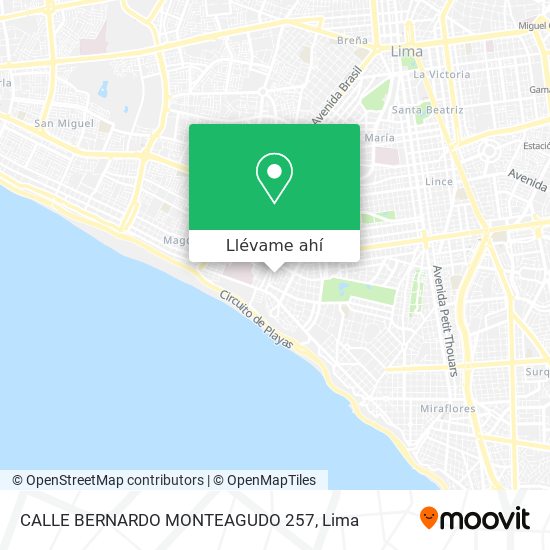 Mapa de CALLE BERNARDO MONTEAGUDO 257