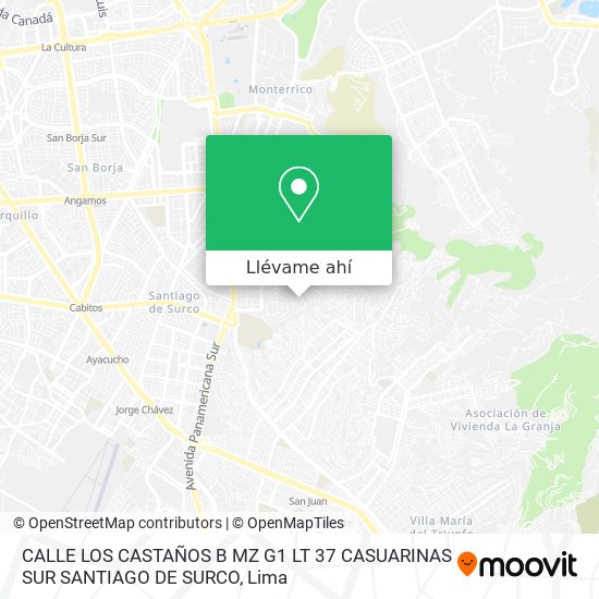 Mapa de CALLE LOS CASTAÑOS  B MZ G1 LT 37 CASUARINAS SUR SANTIAGO DE SURCO