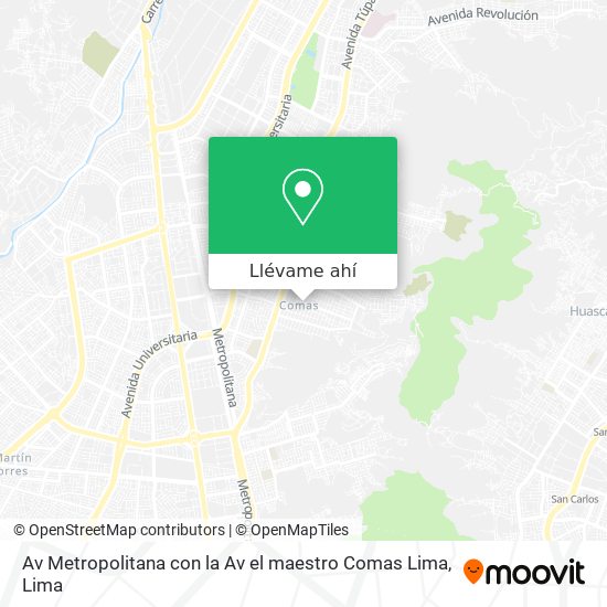 Mapa de Av Metropolitana  con la Av el maestro   Comas   Lima