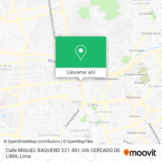 Mapa de Calle MIGUEL BAQUERO 221   401 Urb  CERCADO DE LIMA