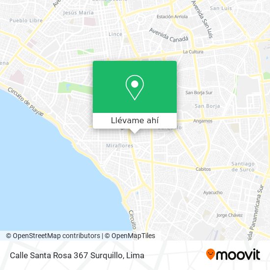 Mapa de Calle Santa Rosa 367  Surquillo
