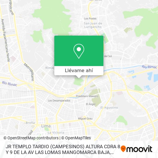 Mapa de JR  TEMPLO TARDIO  (CAMPESINOS) ALTURA CDRA  8 Y 9 DE LA AV  LAS LOMAS   MANGOMARCA BAJA