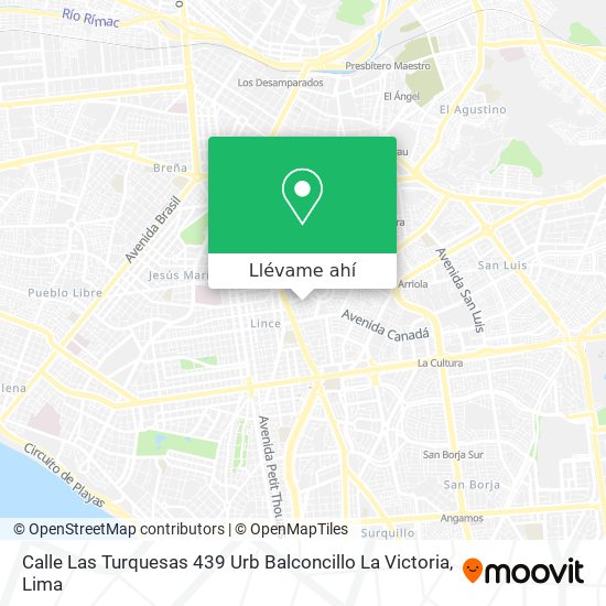 Mapa de Calle Las Turquesas 439  Urb  Balconcillo  La Victoria