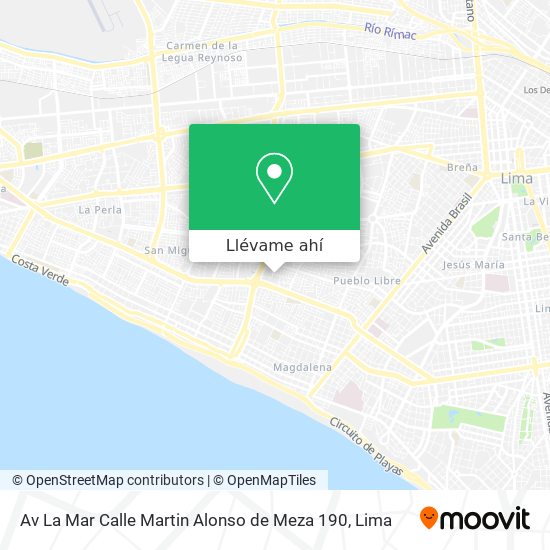 Mapa de Av  La Mar  Calle Martin Alonso de Meza 190