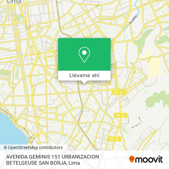 Mapa de AVENIDA GEMINIS 151 URBANIZACION BETELGEUSE   SAN BORJA