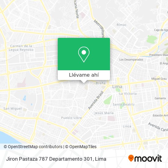 Mapa de Jiron Pastaza 787 Departamento 301
