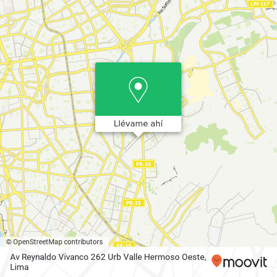 Mapa de Av  Reynaldo Vivanco 262 Urb  Valle Hermoso Oeste