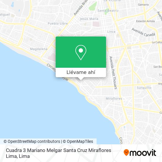 Mapa de Cuadra 3 Mariano Melgar Santa Cruz Miraflores Lima