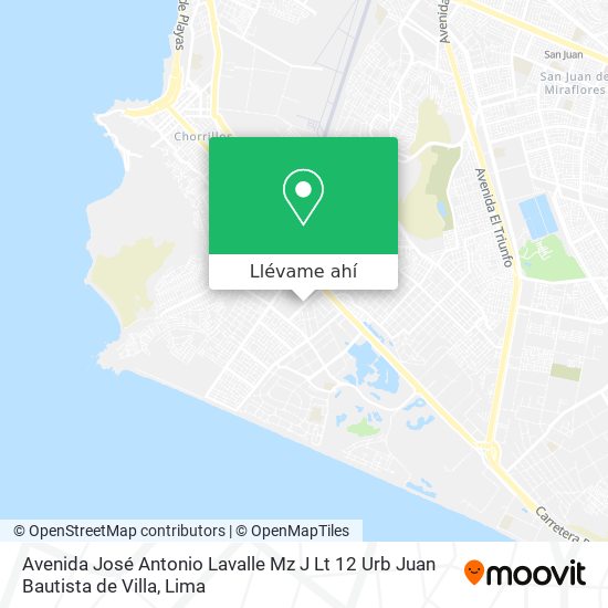 Mapa de Avenida José Antonio Lavalle Mz  J  Lt  12   Urb  Juan Bautista de Villa