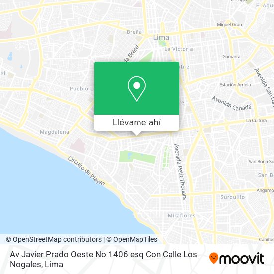 Mapa de Av  Javier Prado Oeste No  1406 esq  Con Calle Los Nogales