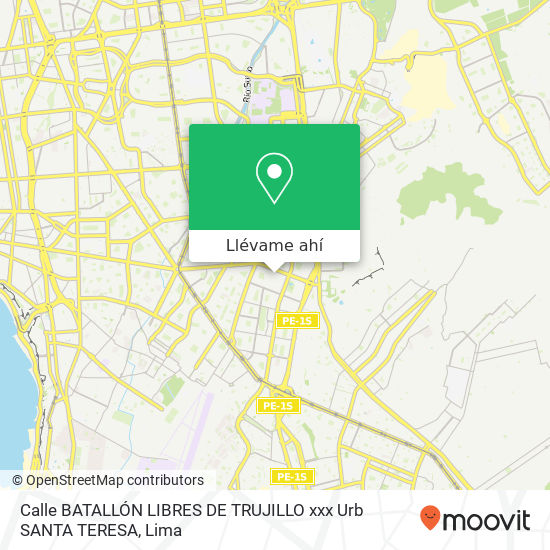 Mapa de Calle BATALLÓN LIBRES DE TRUJILLO xxx Urb  SANTA TERESA