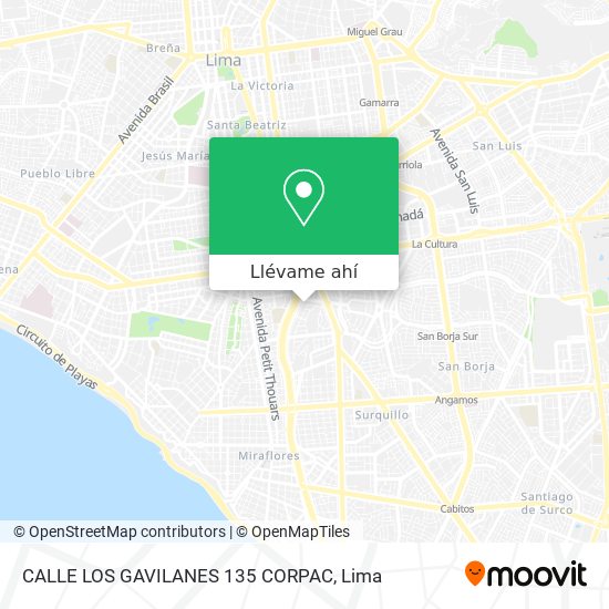 Mapa de CALLE LOS GAVILANES 135 CORPAC