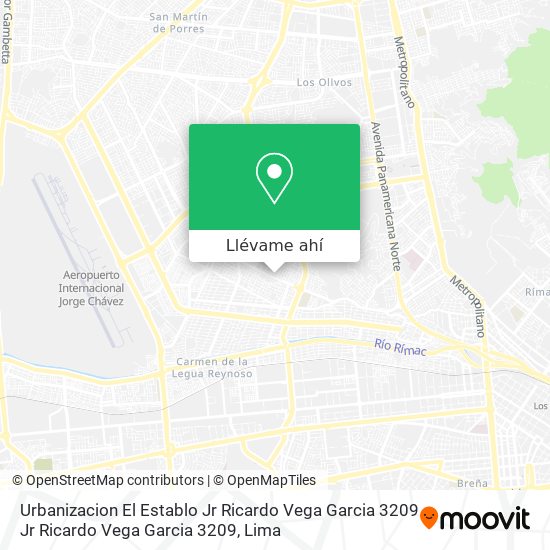 Mapa de Urbanizacion El Establo  Jr Ricardo Vega Garcia  3209 Jr Ricardo Vega Garcia  3209
