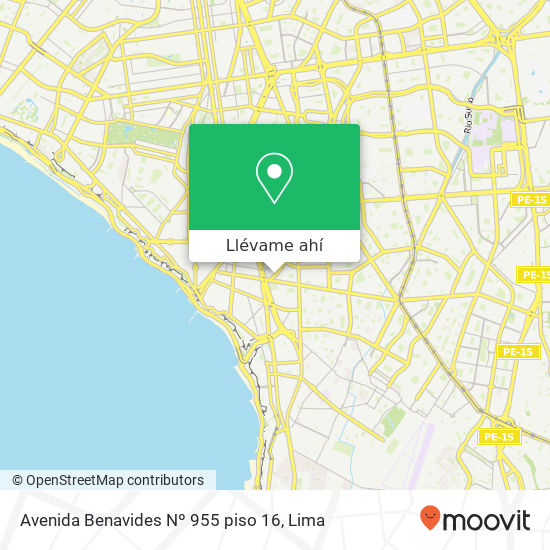 Mapa de Avenida Benavides Nº 955  piso 16