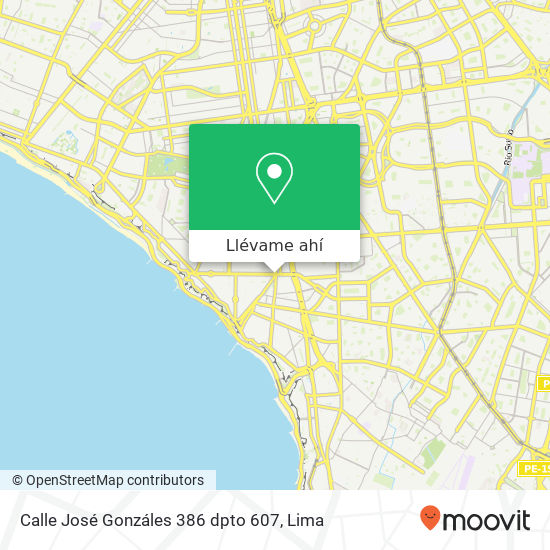 Mapa de Calle José Gonzáles 386 dpto 607