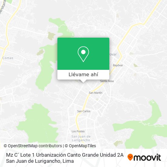 Mapa de Mz  C´ Lote 1   Urbanización Canto Grande  Unidad 2A San Juan de  Lurigancho