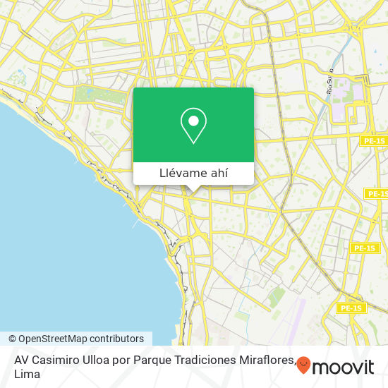 Mapa de AV  Casimiro Ulloa   por Parque Tradiciones   Miraflores