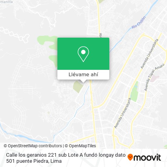 Mapa de Calle los geranios 221  sub  Lote A  fundó longay dato  501   puente Piedra