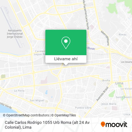 Mapa de Calle Carlos Rodrigo 1055  Urb  Roma (alt  24 Av  Colonial)