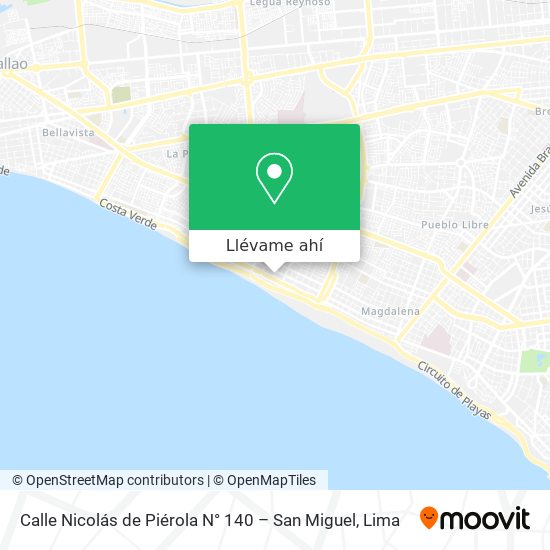 Mapa de Calle Nicolás de Piérola N° 140 – San Miguel