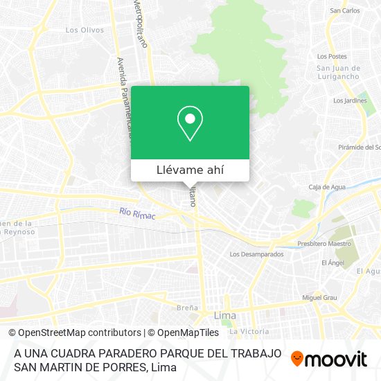 Mapa de A UNA CUADRA PARADERO PARQUE DEL TRABAJO SAN MARTIN DE PORRES