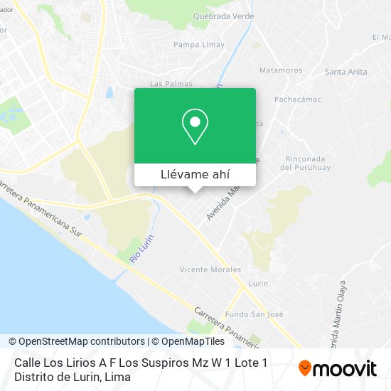 Mapa de Calle Los Lirios   A F  Los Suspiros  Mz  W 1 Lote 1  Distrito de Lurin