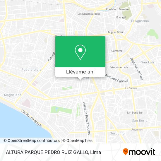 Mapa de ALTURA PARQUE PEDRO RUIZ GALLO