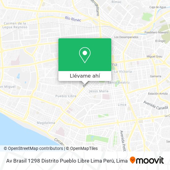 Mapa de Av  Brasil 1298   Distrito Pueblo Libre   Lima   Perù