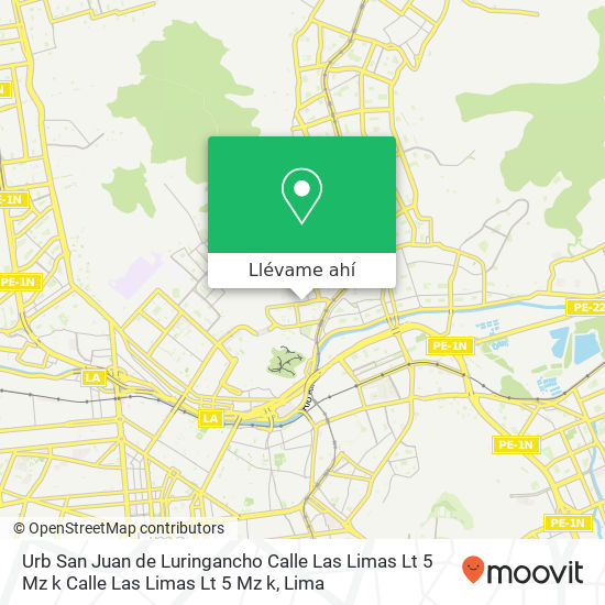 Mapa de Urb  San Juan de Luringancho  Calle Las Limas Lt  5 Mz  k Calle Las Limas Lt  5 Mz  k