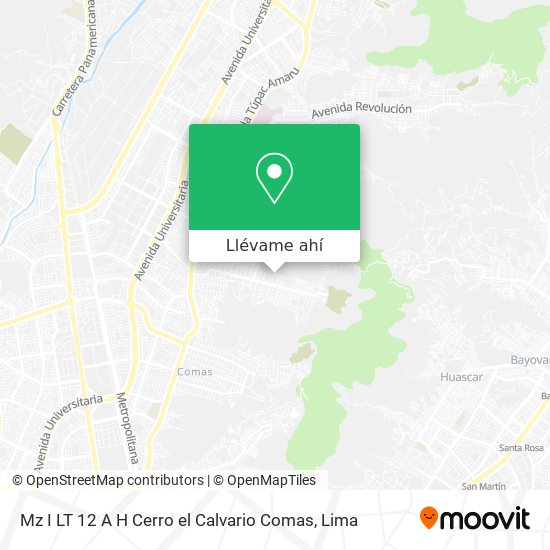 Mapa de Mz I LT 12 A H  Cerro el Calvario   Comas