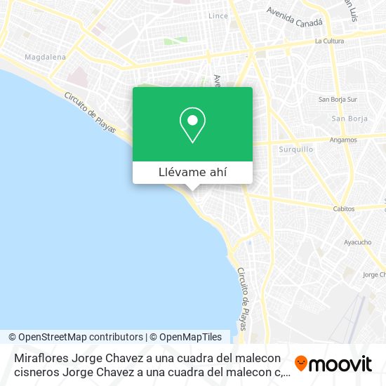Mapa de Miraflores  Jorge Chavez a una cuadra del malecon cisneros  Jorge Chavez a una cuadra del malecon c