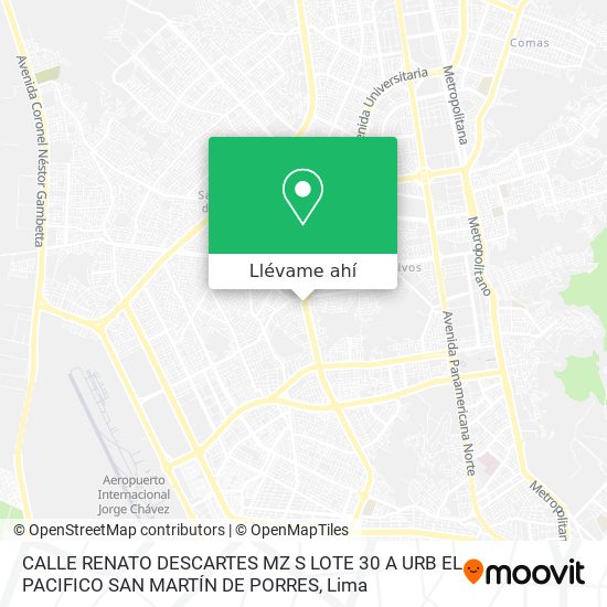 Mapa de CALLE RENATO DESCARTES MZ S LOTE 30 A URB  EL PACIFICO SAN MARTÍN DE PORRES